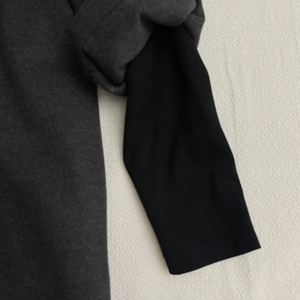 Calvin Klein Double Breasted Drape Cape Coat Envelope Collar Grey Sleeved Jacket - Picture 11 of 15